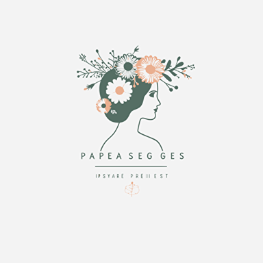 logo for wedding floral design company called "Paige's Floral Design", target audience engaged women in their 20s and 30s, white background, logo style, flat vector, style simple, modern, outline