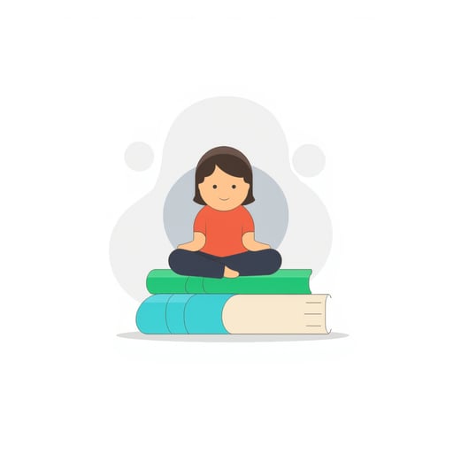 a person sitting on books