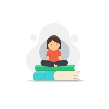 a person sitting on books