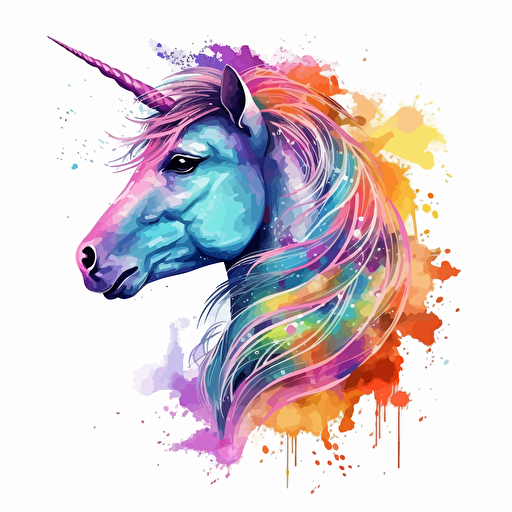beautiful waterolor design of unicorn and rainbow, vector