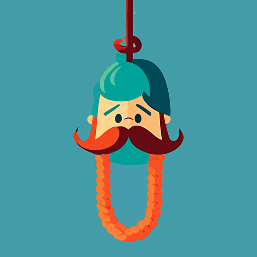 hangman's noose in a vector art cartoon style, flat color, solid color background