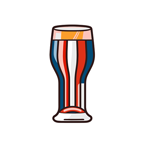 logo glass of czech pilsner beer, red and blue stripes, Rob Jannof,f modern, white background, vector,