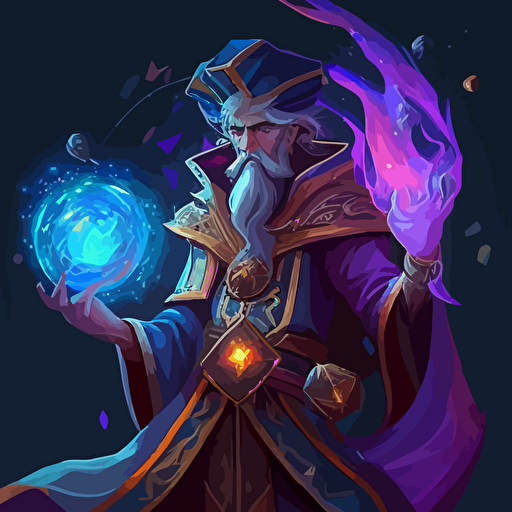 cosmic mage,league of legend style, closed, hand painted, vectorial, design avatar for a game