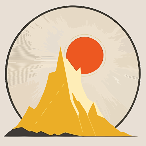 minimalist vector line logo of the sun cresting a mountain in the style of ivan chermayeff