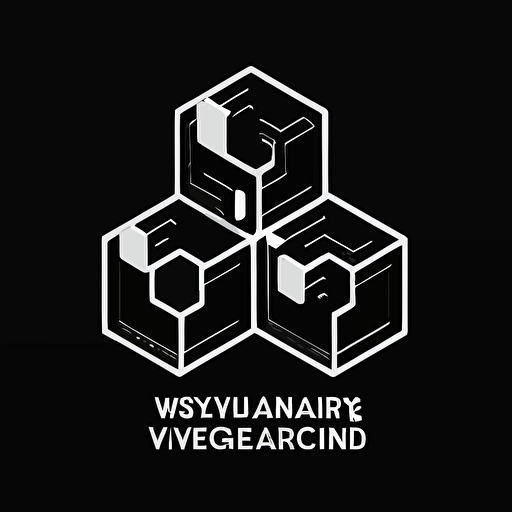 modern, simple, vector iconic logo of YouTube channel about Blockchain and Web3 development, white vector, on black background