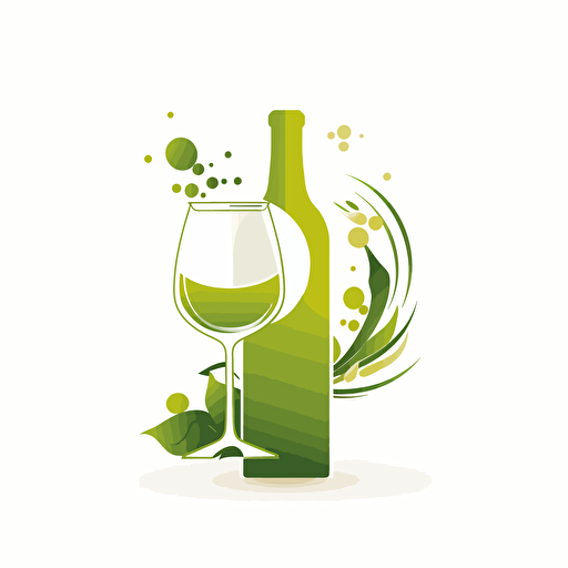 white wine, logo, simple, vector white background, modern, green