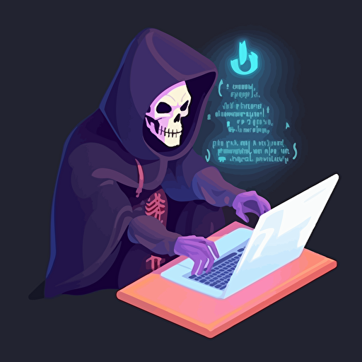 necromancer software developer writing code, vector avatar,