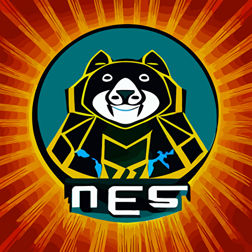 logo satellite orbiting earth tiger rolling firing green lasers upwards eyes vector art