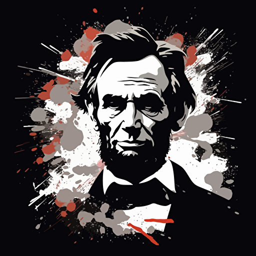 banksy style abstract Abraham Lincoln. Vector. Drawing. Black background.