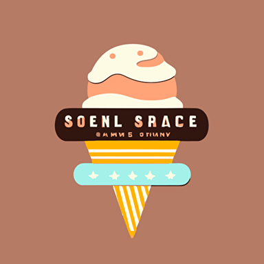 simple ice cream logo in a sci-fi font, wes anderson style, sci-fi corporate logo vector
