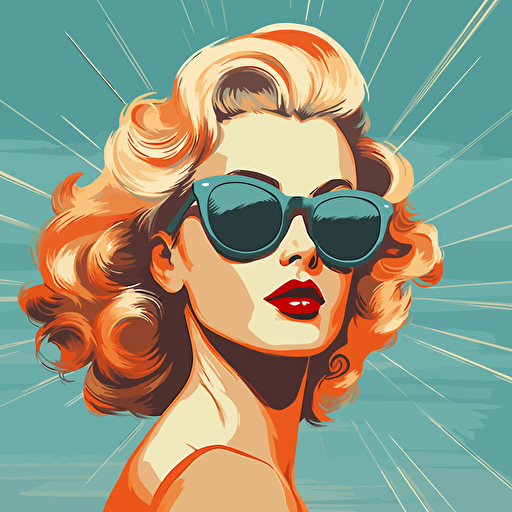 Pin up with sunglasses, summer, shade, awning, vector