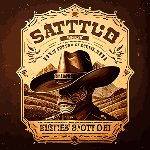 affiche, publicité, batiment sheriff office, sans visage, pendaison, western, style 1800, flat, vectorized