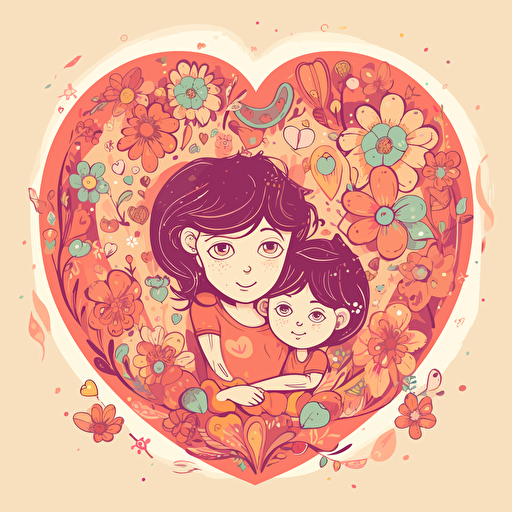 vector motherday children flower love heart