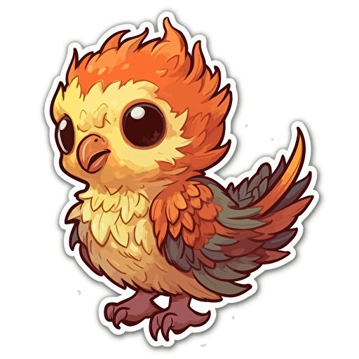 sticker of a cute baby phoenix, highly detailed, vector art, defined sticker cutout, plain white background, 32k
