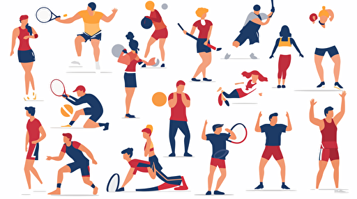 flat illustration, people sport, vector, set
