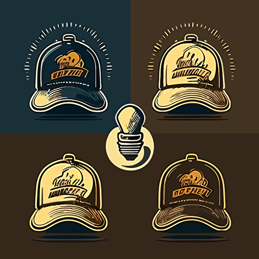 logo, variations, lightbulb, trucker hat, flat, vector
