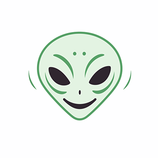 A Head of Green Alien ::0.0 "style" "corporate logo" "minimalist" "flat vector" "simple" "white background" "subject" "Green Alien: A minimalist outline of a happy alien, symbolizing the uniqueness and everyday mood."} ::1.0 IterativeChaos ::0.0