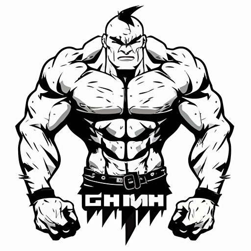 punk rock golem, vector logo, vector art, emblem, simple cartoon, 2d, no text, white background