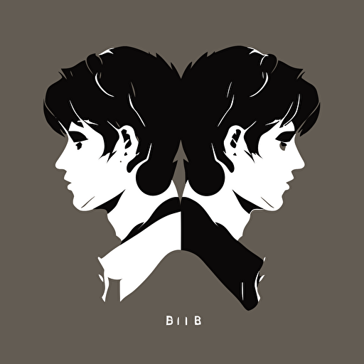 double b illustration, vector, dark colors, white background, modernist and minimalist, flat design, 2d