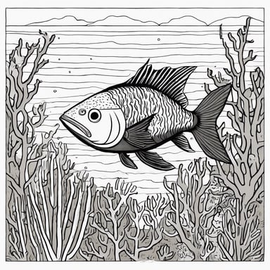 A fish swimming through a coral reef.