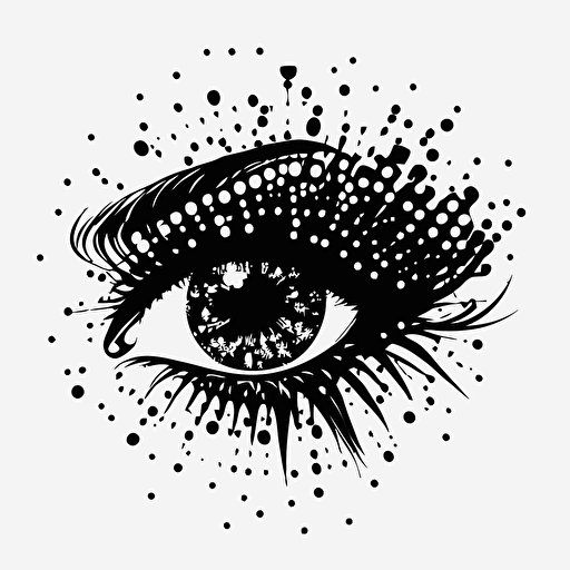 flat vector logo design of an eye make up of dots black and white
