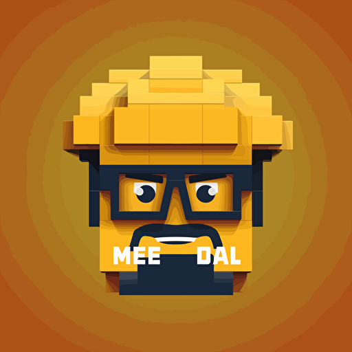 flat vector illustration logo sports team nfl nhl badge style beast mode logo with a nerd lego man head with glasses in the center above dynamic text