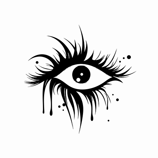 abstract iconic logo of a cartoon eye with questionmarks as lashes , black vector, white background