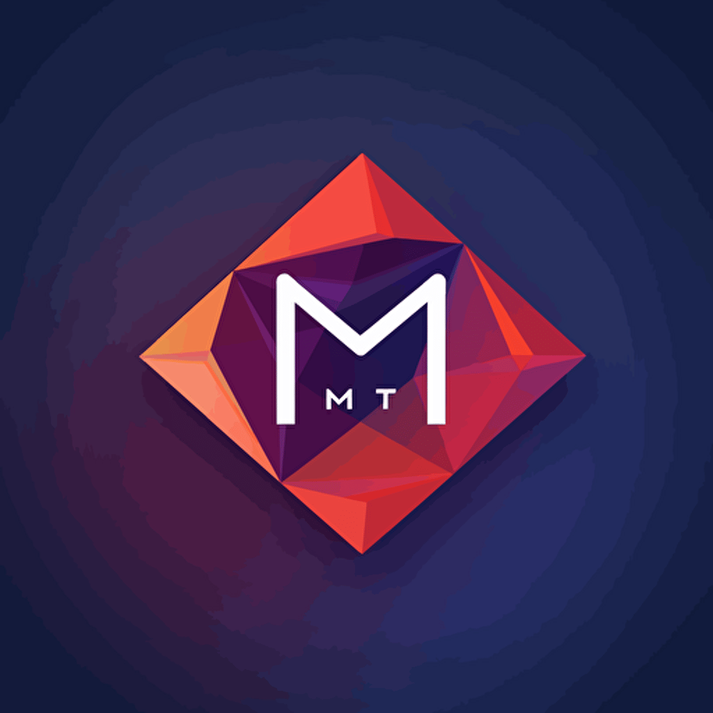 simple vector logo of the letters MTI made of of polygons, monocrhomatic