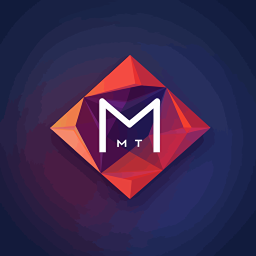 simple vector logo of the letters MTI made of of polygons, monocrhomatic