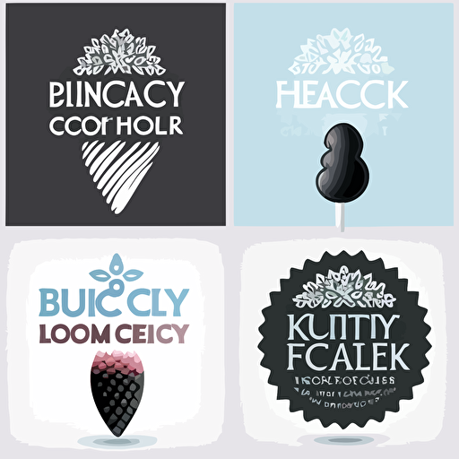 4 logo options for a frozen sweet treat company called icy juicy black vector white background