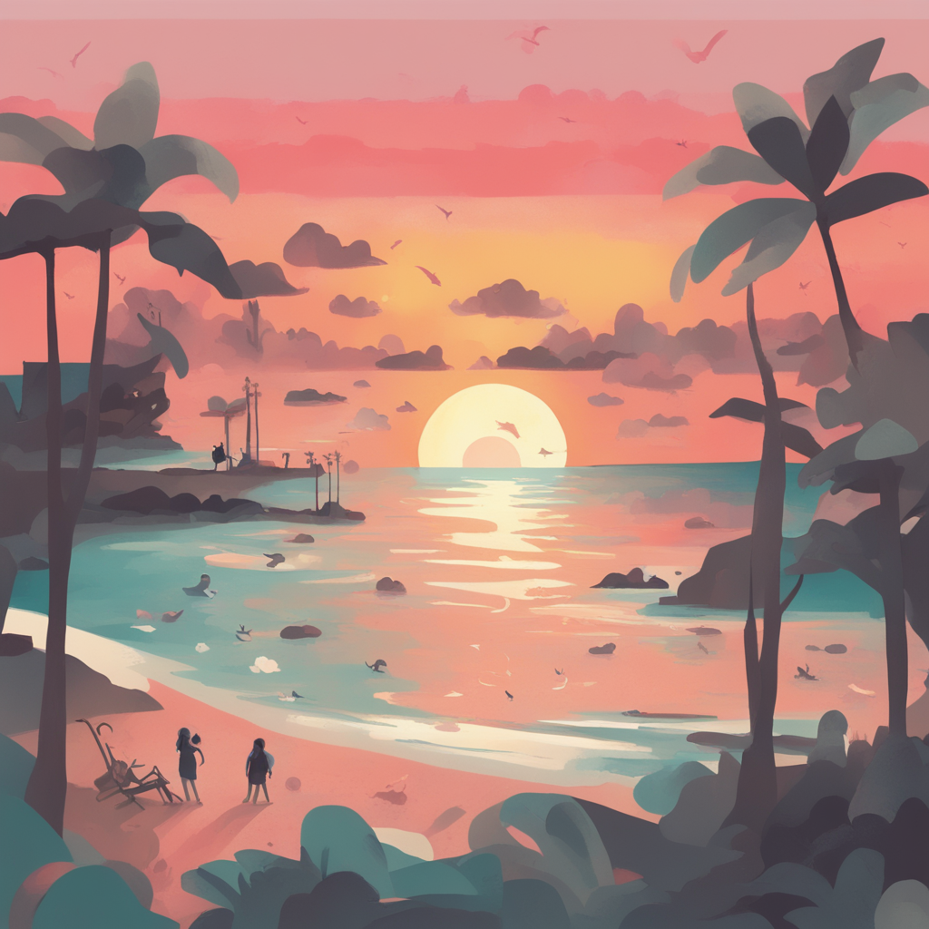 a sunsetting over a beach