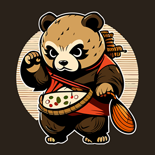 simple mascot of a hungry bear, japanese style, vector