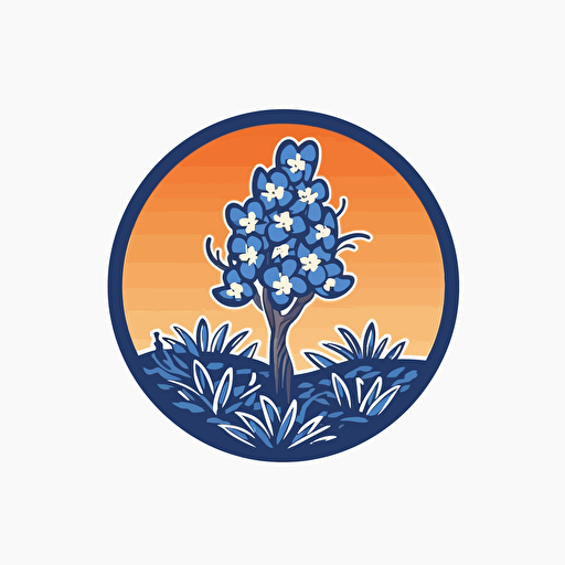 simple logo with a bluebonnet, vector style, 2 color