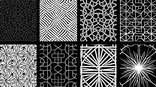 contemporary arabic geometric tileable patterns. vector drawing, black and white, thin line