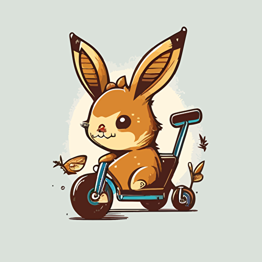 adorable jackalope on a tricycle, head on perspective, vector logo, vector art, emblem, simple cartoon, 2d, no text, white background