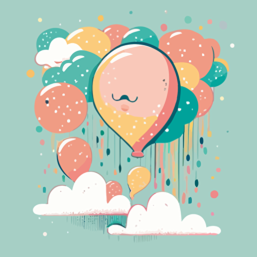 illustration of balloon, birthday, cute, pastel color, vector