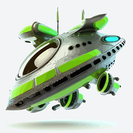 UFO ship, Cyber punk style, Classic UFO, Vector, white background