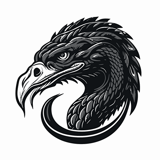 simple mascot retro iconic logo of eagle with snake black vector, on white background