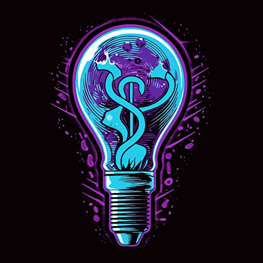 vector art style a light bulb with a dollar sign as the filament, giving off incandescent light, use blues and purples, in the style of Michael Parks, sticker