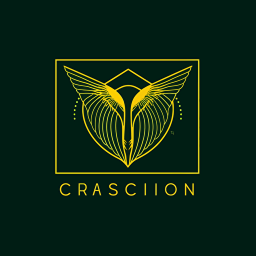 2d clothing logo in green and yellow minimalist vector on a black background with the name of the fashion consortium