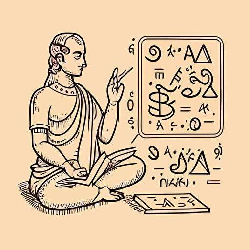 sanskrit knowledge mathematics devanagari asana shankara meditation isometric hand drawn sketches line drawing illustration vector flat art