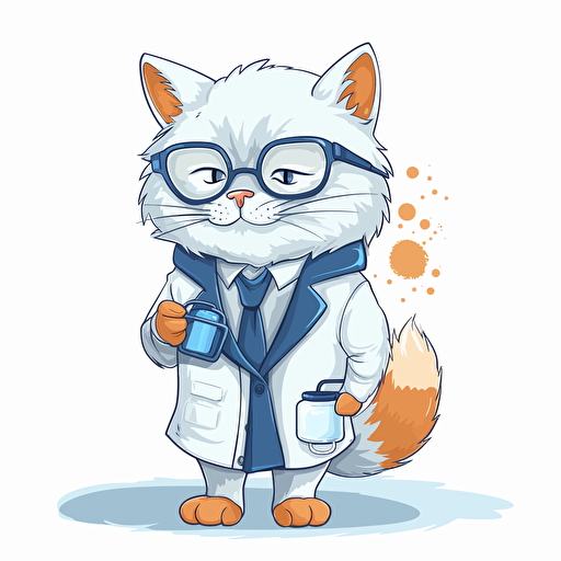 vector illustration of a funny cat scientist with glasses