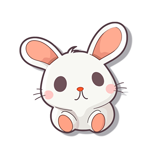 sticker of a cute kind simple comic bunny, vector style, white background