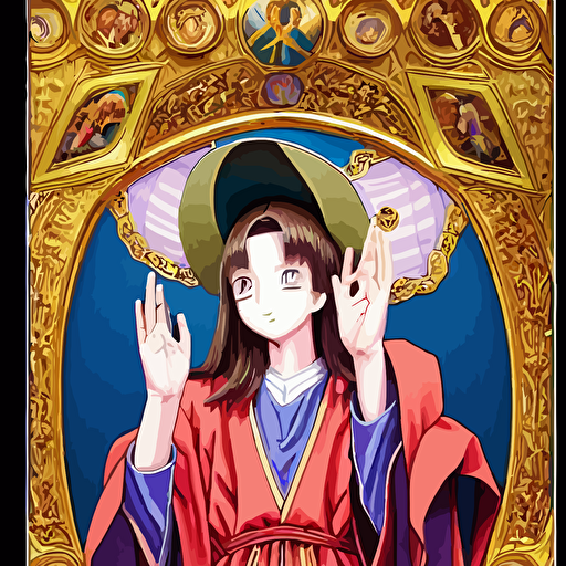 richly detailed color illustration depicting pretty teenage woman pastor orthodox church 3d shadowing effect ultra ornate detail masterfully illustrated akira toriyama mina petrovic range murata