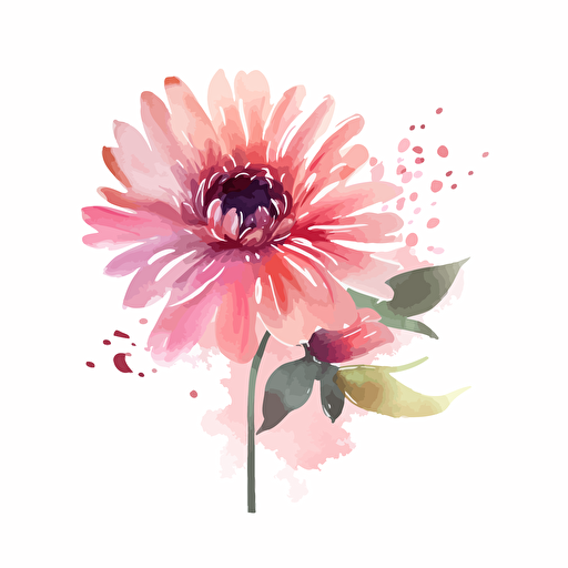 a single mothers day flower, use pastel colors only in waterbrush style, 2d clipart vector, minimalistic , hd, white background