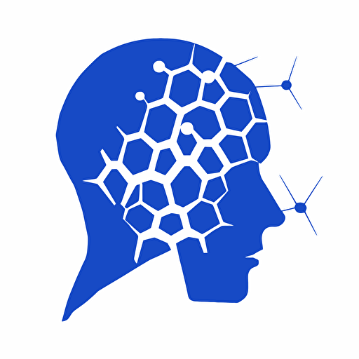 hive mind, minimalist, vectorial, icon, white background, klein blue