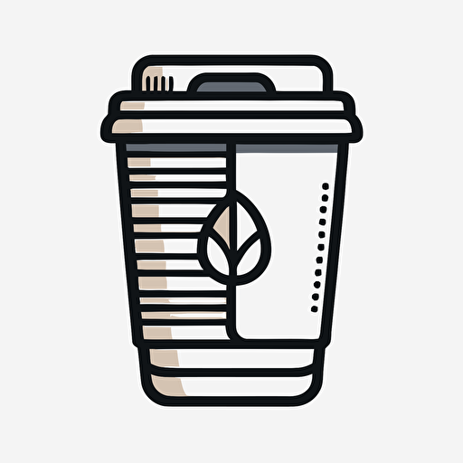 simplistic black line drawn 2d vector coffee cup icon