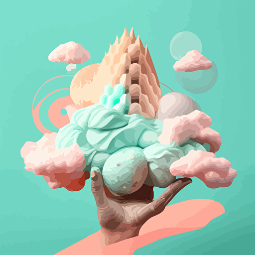 only a hand with lot of rings, Schiaparelli, balenciaga, diamonds :: high colors, mint :: textures cotton candy, foam, soft :: In the style of wes anderson, vector illustration, depth of field, Kodak Ektar