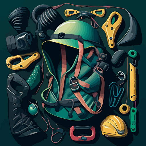 illustration of climbing gear. Moody. Vector