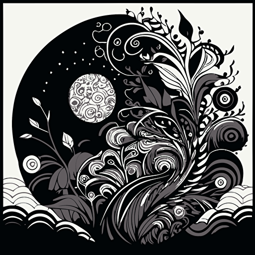 black line zentangle art vector